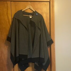 Jones New York Charcoal and Black Poncho